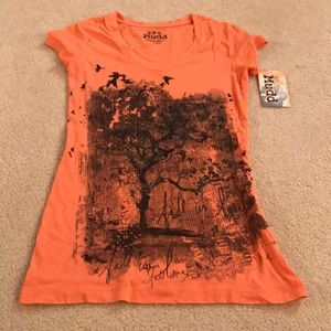 ⭐️NWT** Mudd XS Orange V-Neck Graphic Tee